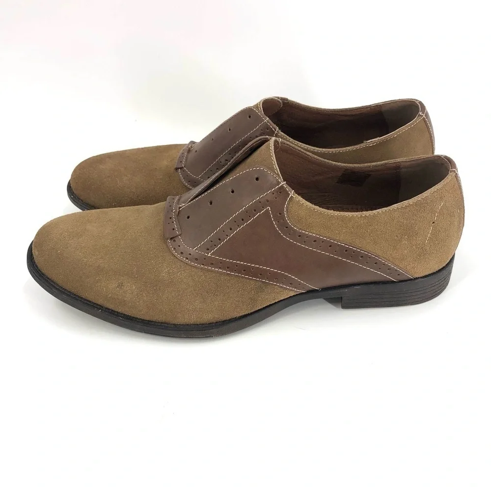 NWT Robert Wayne Creid Derby Oxford Shoes Suede Leather Brown Tan Sz 10D W/ Box